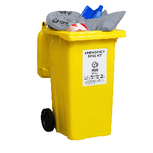 HUG 210 Litre Maintenance Emergency Spill Kit | Mobile General Purpose Spill Kit with Wheeled Bin